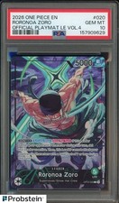 2026 One Piece EN Roronoa Zoro Official Playmat LE Vol 4 PSA 10 GEM MINT picture
