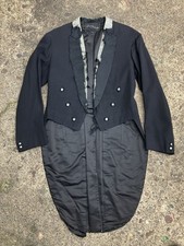 Antique 1920’s Vtg pin stripe tuxedo w/tails 2 Piece Suit Halloween Costume 36 picture