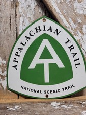 VINTAGE APPALACHIAN TRAIL PORCELAIN SIGN OLD SMOKY MOUNTAINS SCENIC HIKE 10