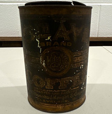 5th ave brand Vintage Coffee Advertising Tin Can Container Brown picture