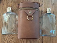 Double Flask, Leather Carrying Case W/ Two Glass Flasks picture