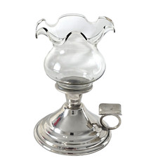Antique Silver Plate Candle Holders Hurricane Glass Shade Colonial Decor VTG EUC picture