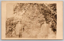 2 Men Pictured by a Cluster of Trees RPPC Real Photo Postcard picture
