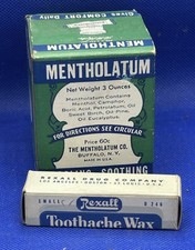 Vintage 1930's Mentholatum & REXALL TOOTHACHE Medicine - Sealed Never Opened LOT picture