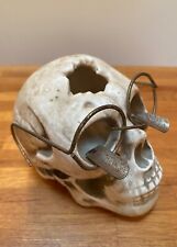 Vintage Ceramic Skull Ashtray With Glasses For Cigarette/Joint/Blunt Rest picture