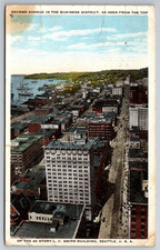 WA, Seattle, Second Ave, Business District, Aerial View, Vintage Postcard picture