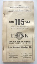 Vintage 1954 Delaware Lackawanna Western Railroad Timetable No. 105 Scranton PA picture