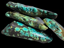 Stabilized Hubei turquoise. Poly Chrome spiderwebs 530 Grams picture