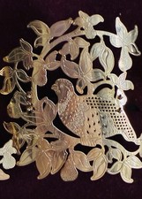 Baldwin Brass 24K Gold Napkin Rings PARTRIDGE PEAR TREE Christmas 12 Pc Set RARE picture