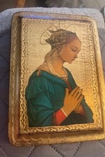 Vintage Italian Florentine Madonna Wood Gilt 8x5.5” picture
