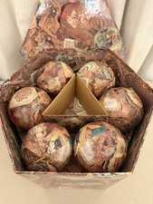 Vintage 1998 Once Upon A Rose 12pc Victorian Paper Mache Christmas Ornaments Box picture