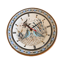 Rare Vintage Ken Edwards Tonala Mexico Pottery Wall Clock Signed KE Birds Tested picture
