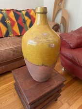 French Style Terracotta Wine jug - Château Margaux - Glazed Ochre Yellow - Large picture