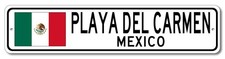Playa Del Carmen Mexico Flag Metal Street Sign 4x18in Man Cave Decor picture