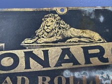 Antique Original RARE Brass Monarch Road Rollers Sign Lion Steamroller Road Auto picture