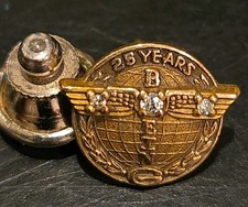 Boeing 25 Year 10K SOLID Gold w/ 3 Diamonds Employee Service Pin 1.8 grams picture