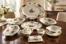 Vintage 9pc Floral Park Japanese porcelain serving set Moss Rose design picture