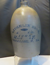Antique c. 1890, LAUGHLIN BROS Stoneware DRUGGIST, WHEELING, WV, Advertising JUG picture