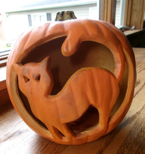 Vtg 1997 Gemmy Light Up Jack O Lantern Pumpkin BLACK CAT Blow Mold picture