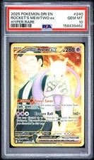 PSA 10 2025 POKEMON DRI EN-DESTINED RIVALS #240 ROCKET'S MEWTWO ex HYPER RARE picture