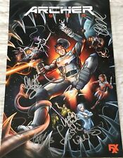 Archer cast signed 2019 SDCC poster Jon Benjamin Amber Nash Parnell Walter Yates picture
