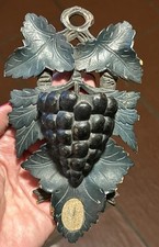 Antique folk carved wood Pocket Match Safe  Americana grapes leaves and frame  picture