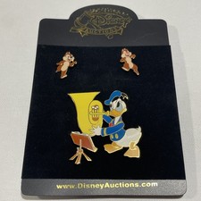 Disney Auctions LE 500 3 Pin Set Donald Duck Playing Tuba Chip Dale 2005 DA Card picture