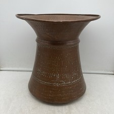 Antique Hand-Hammered Copper Vessel Urn Large 12” Flared Rim Planter Vase Pot picture