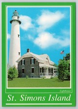 St. Simons Island Georgia Lighthouse and Keeper's Dwelling Postcard picture