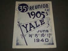1940 YALE 35TH REUNION OF 1905 SOFTCOVER PROGRAM - J 2330 picture