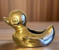 Vintage Solid Brass Duck Planter/Trinket Dish picture