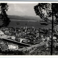 c1930s Marin, Pontevedra, Spain RPPC Aerial Birds Eye Harbor Port View Postcard picture
