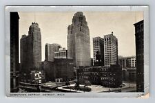 Detroit MI-Michigan, Downtown Detroit, Business District, c1937 Vintage Postcard picture