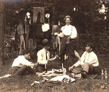 Picture Of Men Smoking Playing Cards Carriage Vintage Real Photo Postcard 1901 picture