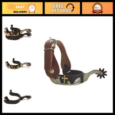 Antique Brown Cowboy Spurs Set - Vintage Western Riding Gear, Equestrian Accesso picture