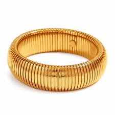 Bold Statement Comfortable Fit Coil Bangle Bracelet In 14k yellow Gold Plated 7' picture