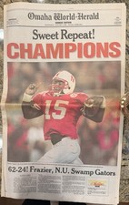 1/3/1996 OMAHA WORLD HERALD HUSKERS FIESTA BOWL WIN over FLORIDA picture