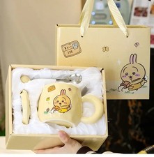 Milk Tea Coffee Mug Set, Chiikawa Usagi Ceramic Cup Gift Box Birthday Present picture