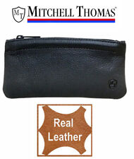 Mitchell Thomas Pipe Tobacco Pouch Black Real Leather Zippered Day Size - NEW picture