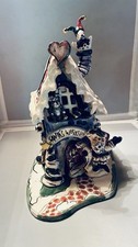 Vtg 2001 Blue Sky Clayworks Heather Goldminc Holiday Santa’s Workshop Tea Light picture
