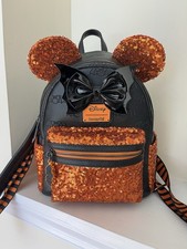 Loungefly Disney Halloween Mickey Minnie Mouse Sequin Mini Backpack  picture
