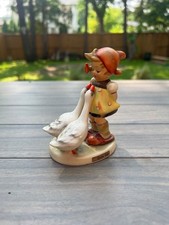 Goose Girl Figurine W. Goebel Germany Vintage Porcelain Girl With Geese picture