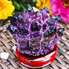2025Rare Large Raw Dark Purple Quartz Crystal Cluster Healing Reiki Home Deco picture