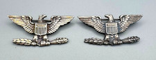 WWII Sterling Army Colonel Rank War Eagle Shoulder Insignia Pins Set RARE picture