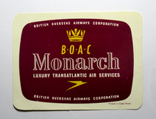 Vintage BOAC Monarch Luxury Transatlantic Luggage Label 1950s/60s UK picture
