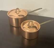 NIB 1801 Paul Revere Signature Collection 1 & 2 Qt Covered Saucepans Copper picture