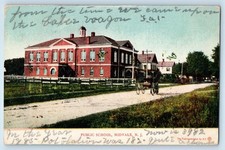 c1906 Midvale New Jersey Vintage Postcard Public School Front Building Carriage picture