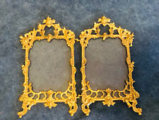 VINTAGE ORNATE BRASS FOLDING 2 PICTURE FRAME 4” X 6” Opening picture