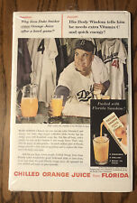 1957 Florida Orange Juice Ad MLB Baseball Los Angeles Dodgers Duke Snider picture
