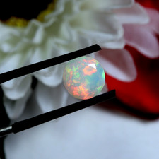 9mm Faceted Round Rainbow Color Fire Natural Ethiopian Opal,Top Grade 1.55Ct Gem picture